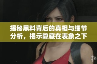 揭秘黑料背后的真相与细节分析，揭示隐藏在表象之下的故事