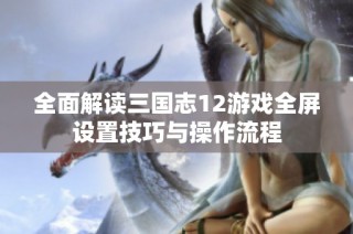 全面解读三国志12游戏全屏设置技巧与操作流程