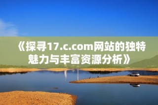 《探寻17.c.com网站的独特魅力与丰富资源分析》