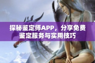 探秘鉴定师APP，分享免费鉴定服务与实用技巧