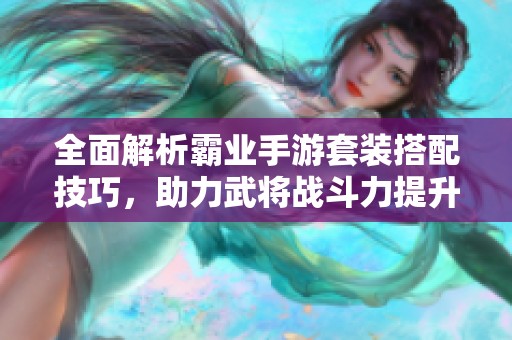 全面解析霸业手游套装搭配技巧，助力武将战斗力提升的最佳方案