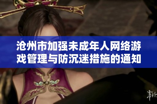 沧州市加强未成年人网络游戏管理与防沉迷措施的通知解读