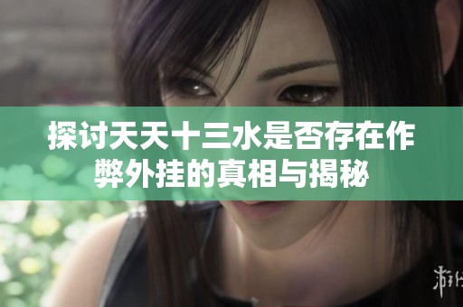 探讨天天十三水是否存在作弊外挂的真相与揭秘