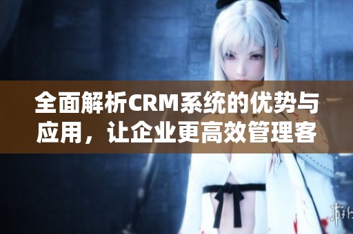 全面解析CRM系统的优势与应用，让企业更高效管理客户关系